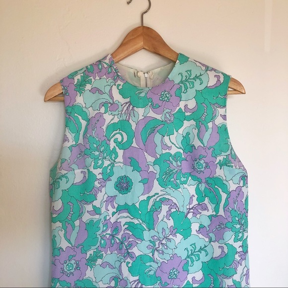 Vintage 60’s Mod Shift Psychedelic Flower Dress - Picture 3 of 7
